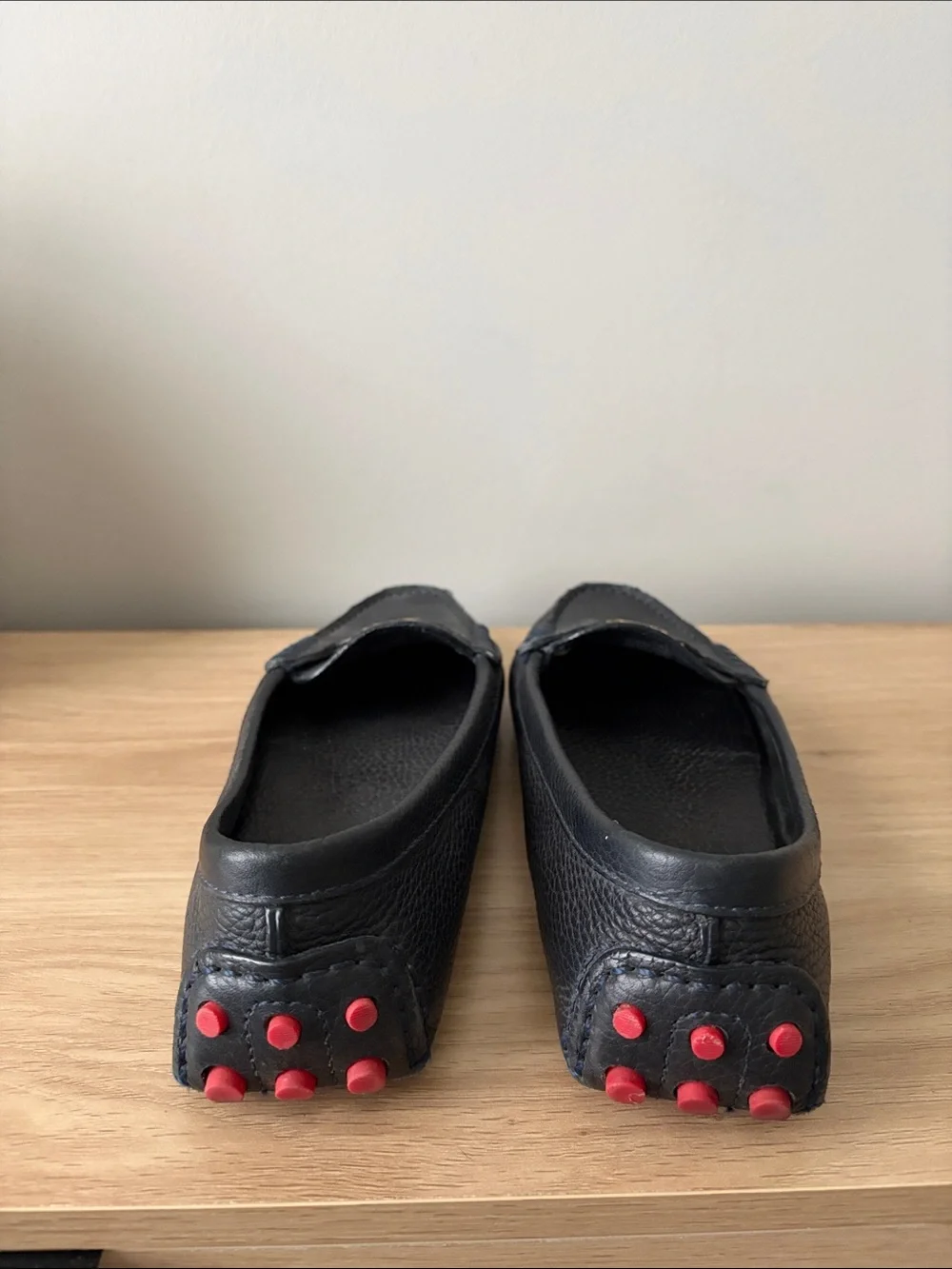 Tory Burch Navy Leather Loafers with Gold Logo Accent